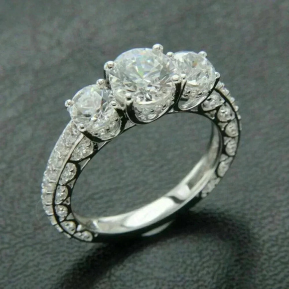 ✨925 Silver Plated Round Cut CZ Eternity Ring for Women, MARR9412 - Picture 1 of 3